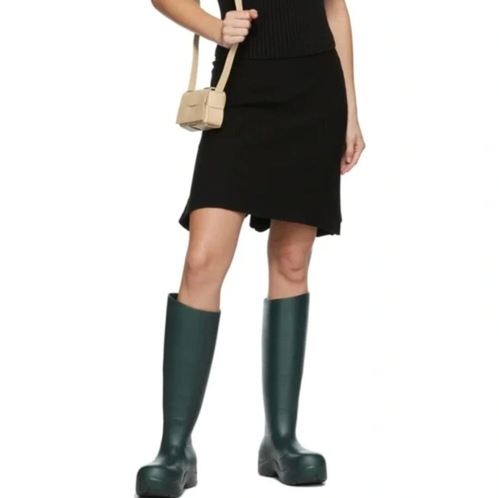 Bottega Veneta Dark Green Puddle Platform Chunky Long Boots Size 39